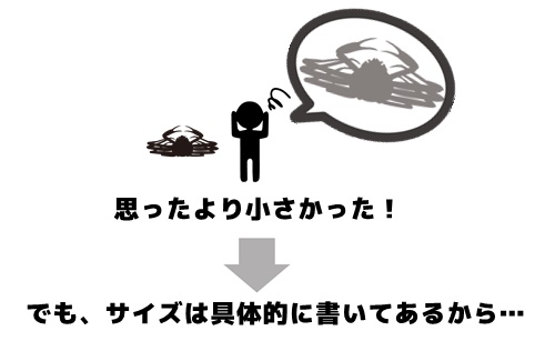 カニが思ったより小さい