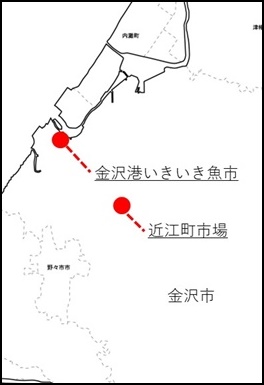 金沢のカニマップ